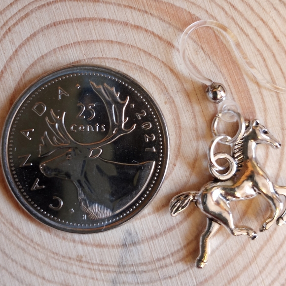 Hypoallergenic Plastic Hook Horse Earrings - Picture 3 of 3